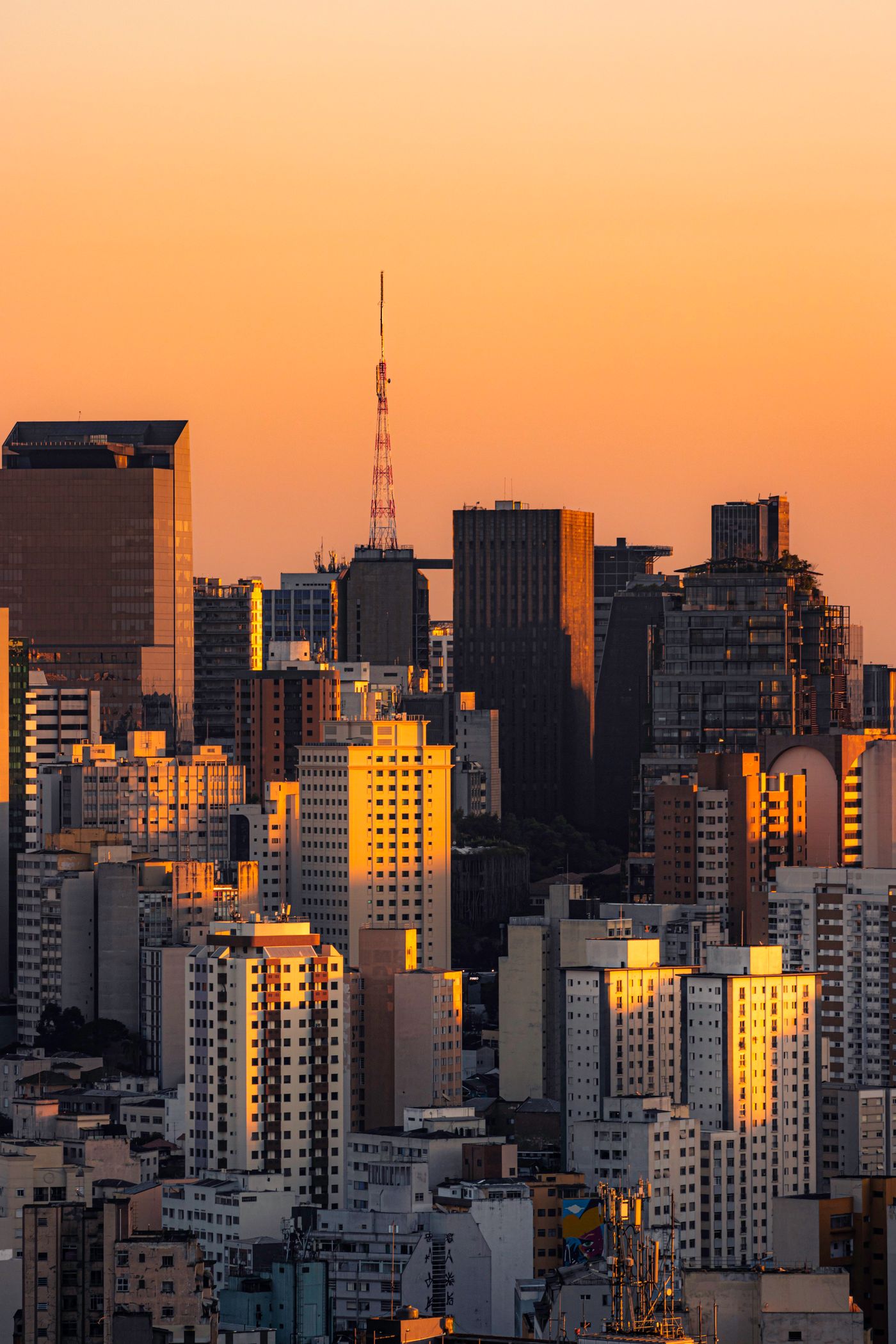Skyline de São Paulo ao entardecer